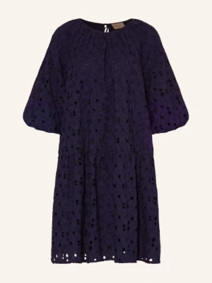 Rouge Vila Sukienka Z Dziurkowanej Koronki blau