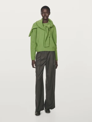 Round Neck Jumper, Wool Blend - Jasnozielony - - Massimo Dutti - Female