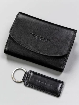 Rovicky Zestaw prezentowy: skórzany portfel damski i brelok czarny