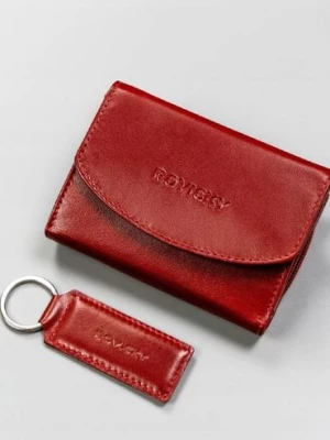 Rovicky  zestaw prezentowy: skórzany portfel damski i brelok czerwony