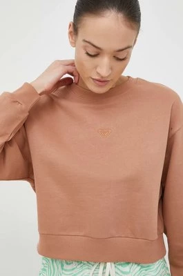 Roxy bluza bawełniana damska kolor brązowy gładka