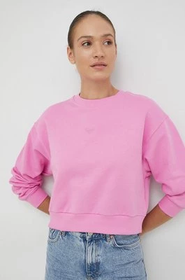 Roxy bluza bawełniana damska kolor różowy gładka