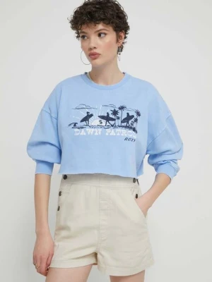 Roxy bluza damska kolor niebieski z nadrukiem ARJFT04238
