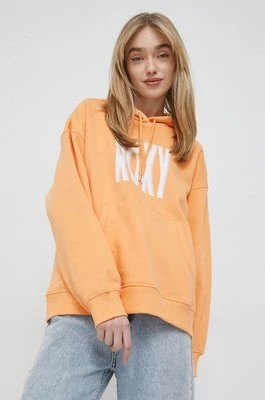 Roxy bluza damska kolor pomarańczowy z kapturem z nadrukiem