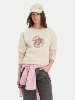 Roxy Bluza Surf Stoked Crew Brushed Vint ERJFT05018 Écru Regular Fit