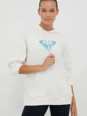Roxy bluza x Lisa Andersen damska kolor beżowy z kapturem z nadrukiem