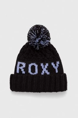 Roxy czapka kolor czarny z grubej dzianiny