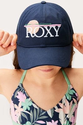 Roxy czapka z daszkiem bawełniana dziecięca BLONDIE GIRL kolor granatowy z aplikacją