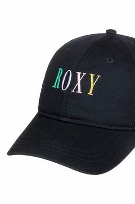 Roxy czapka z daszkiem bawełniana dziecięca kolor czarny z aplikacją
