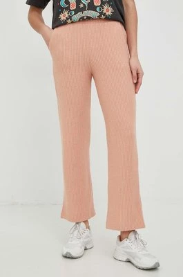 Roxy spodnie damskie kolor różowy proste high waist