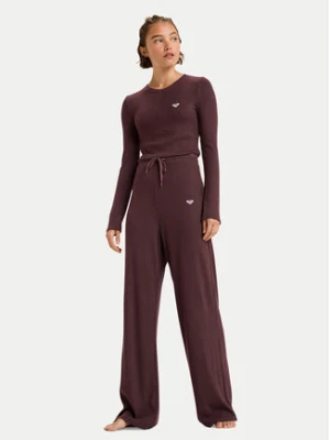 Roxy Spodnie dresowe Rise & Vibe New Rib ERJNP03673 Bordowy Relaxed Fit