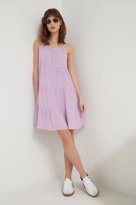 Roxy sukienka kolor fioletowy mini rozkloszowana ERJWD03784