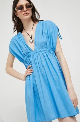 Roxy sukienka kolor niebieski mini rozkloszowana