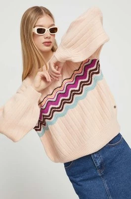 Roxy sweter damski kolor różowy ciepły