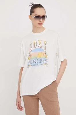 Roxy t-shirt bawełniany damski kolor biały ERJZT05682