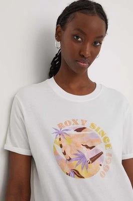 Roxy t-shirt bawełniany damski kolor biały ERJZT05700