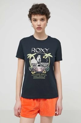 Roxy t-shirt bawełniany damski kolor czarny ERJZT05699