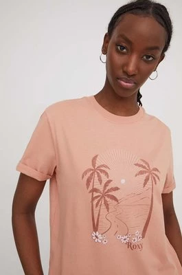 Roxy t-shirt bawełniany damski kolor pomarańczowy