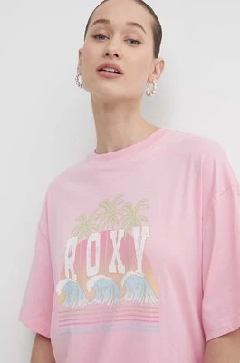 Roxy t-shirt bawełniany damski kolor różowy ERJZT05692