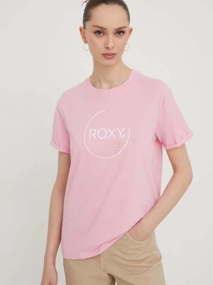 Roxy t-shirt bawełniany damski kolor różowy ERJZT05698