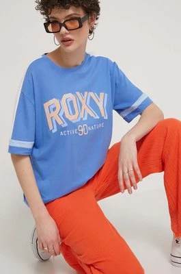 Roxy t-shirt bawełniany Essential Energy damski kolor niebieski ERJKT04120