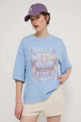 Roxy t-shirt bawełniany Sweet Shine damski kolor niebieski ERJZT05696