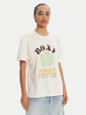 Roxy T-Shirt Hangloose Poster ERJZT06018 Écru Regular Fit Kremowy