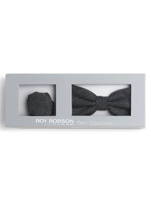 Roy Robson Męska muszka i chustka do nosa Mężczyźni Regular Fit Wełna zielony wypukły wzór tkaniny,