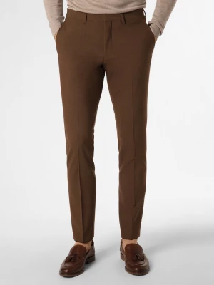 Roy Robson Męskie spodnie od garnituru modułowego Mężczyźni Slim Fit wełna ze strzyży brązowy jednolity,