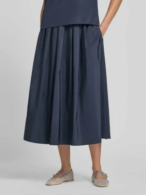 Rozkloszowana spódnica midi z dodatkiem bawełny model 'ALPACA' Weekend Max Mara Ciemnoniebieski
