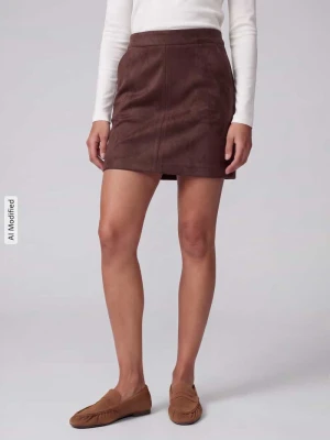 Rozkloszowana spódnica mini z czystej bawełny model 'DONNADINA' Vero Moda Czekoladowy