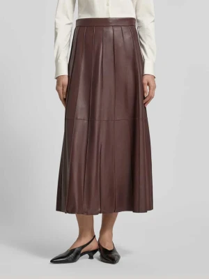 Rozkloszowana spódnica skórzana z zamkiem błyskawicznym model 'SEVARA' Boss