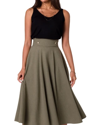 Rozkloszowana spódnica z wysokim stanem i kieszeniami czarna BeWear