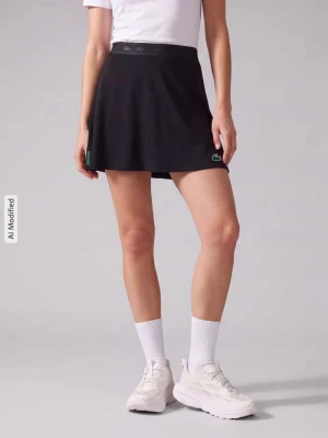 Rozkloszowana sportowa spódnica z detal z logo Lacoste Czarny