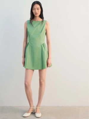 Rozkloszowana sukienka bawełniana zielony - Kobieta - - MANGO