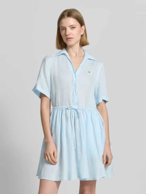 Rozkloszowana sukienka casualowa z czystego lnu Tommy Hilfiger
