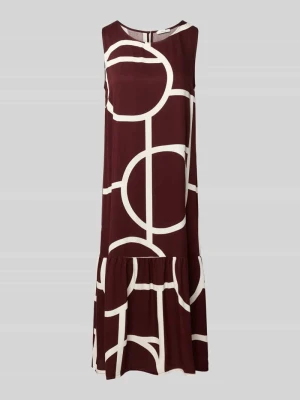 Rozkloszowana sukienka casualowa z czystej wiskozy model 'Wicy atelier' Opus Bordowy