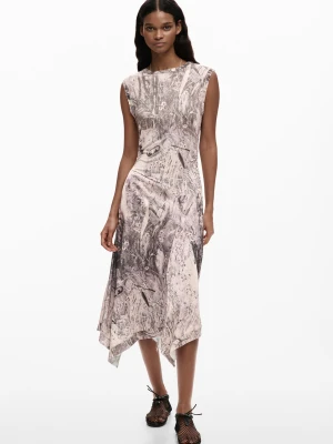 rozkloszowana sukienka drapowana Desigual