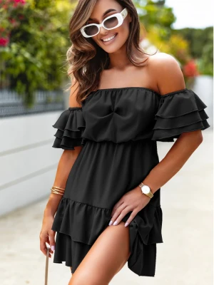 Rozkloszowana sukienka hiszpanka - MALAGA - czarna  magmac 