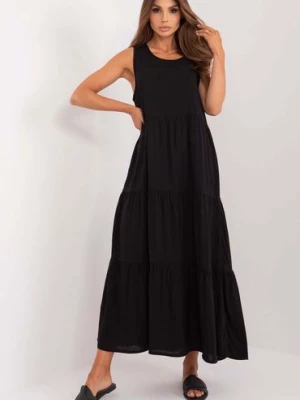 Rozkloszowana sukienka maxi z wiskozy Sublevel czarna