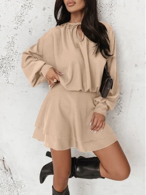 Rozkloszowana sukienka mini CLEO - beżowa  magmac 