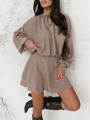 Rozkloszowana sukienka mini CLEO - mocha mousse  magmac 