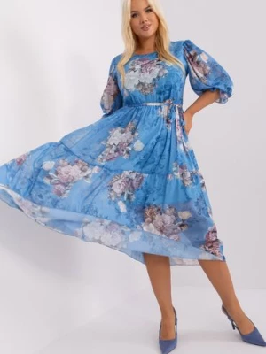 Rozkloszowana sukienka plus size w kwiaty niebieski Lakerta