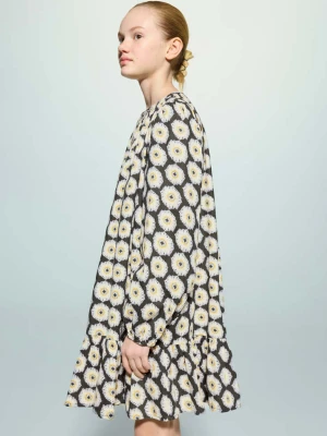 Rozkloszowana sukienka w kwiaty antracytowy - Dzieci - lata - MANGO KIDS