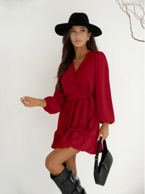 Rozkloszowana sukienka z falbanką - KALIFORNIA - czerwona  magmac 