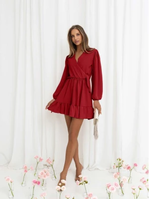 Rozkloszowana sukienka z falbanką - KALIFORNIA - czerwona  magmac 