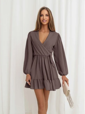 Rozkloszowana sukienka z falbanką - KALIFORNIA - mocha mousse  magmac 