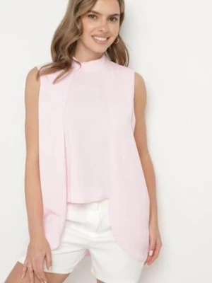 Różowa Asymetryczna Bluzka z Dłuższymi Bokami Fadeleira j studio