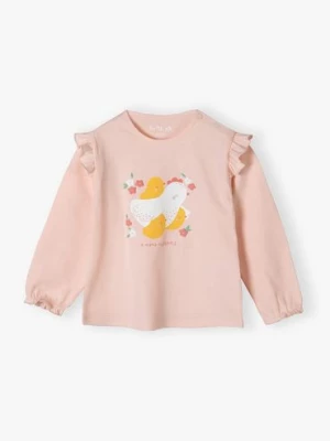 Różowa bawełniana bluzka niemowlęca z długim rękawem - Z mamą najlepiej 5.10.15.