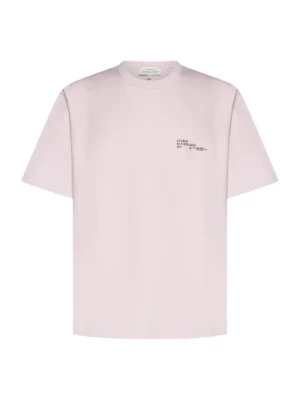 Różowa Bawełniana Koszulka z Nadrukiem Logo Studio Nicholson